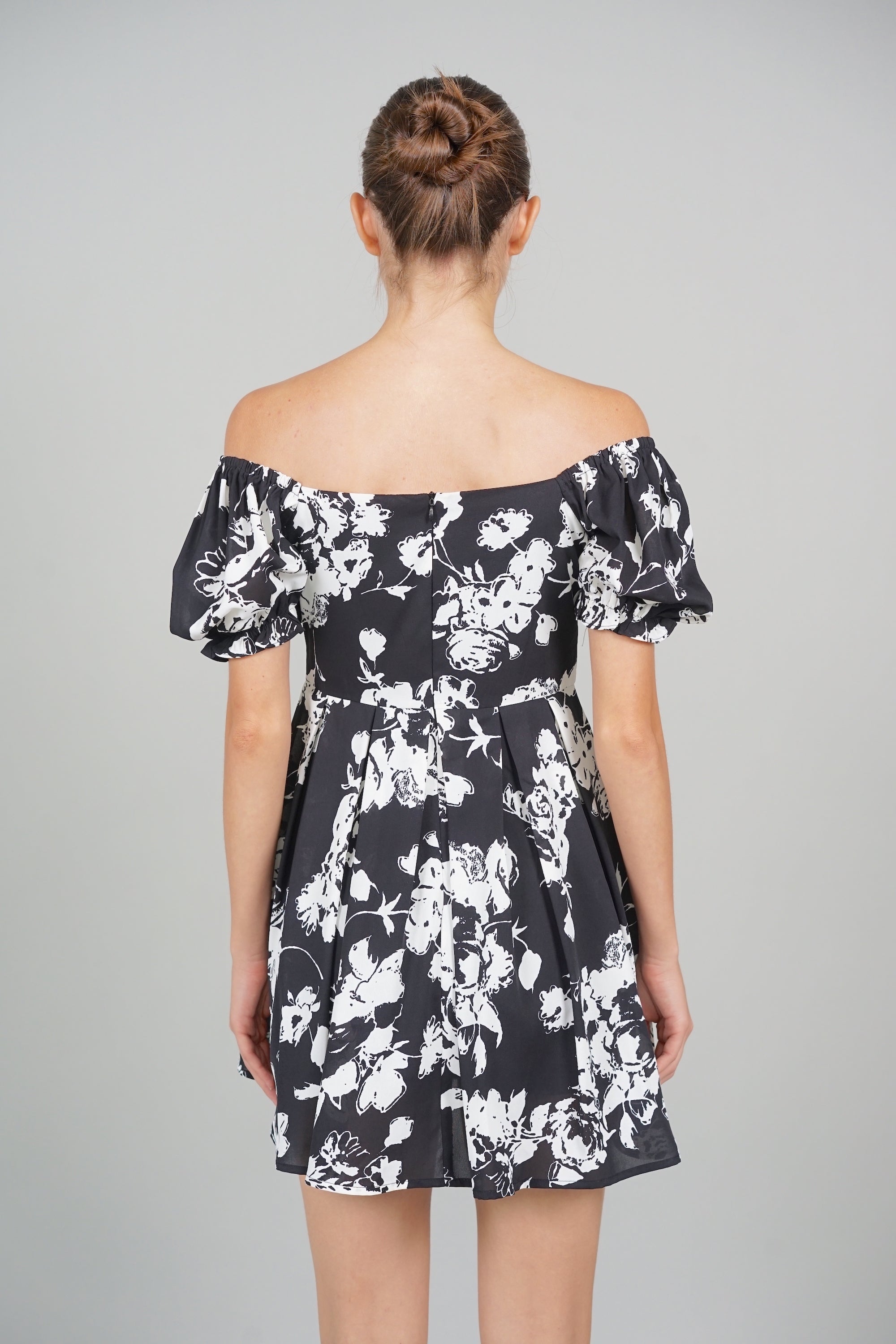 Jas Gathered Romper in Black Floral