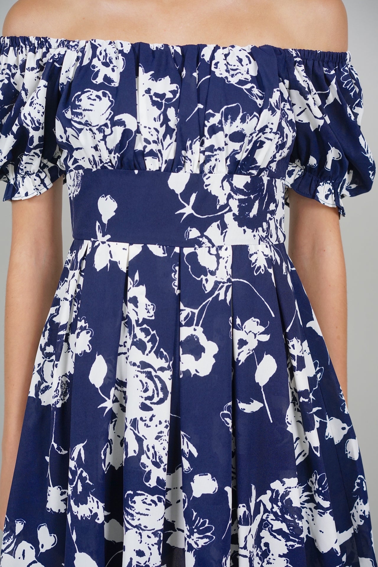 Jas Gathered Romper in Navy Floral