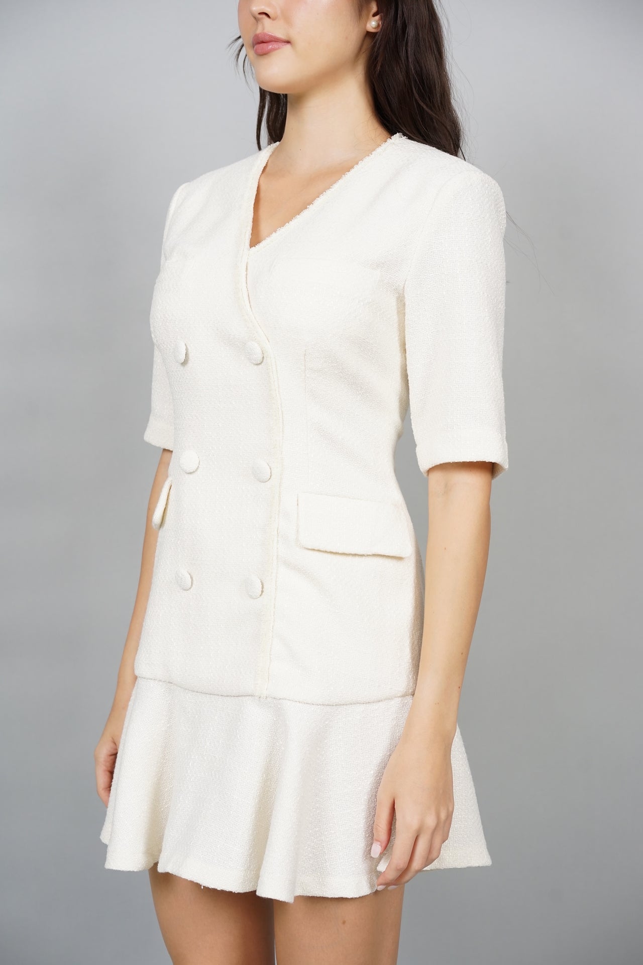 Blaire Tweed Dress in Ivory