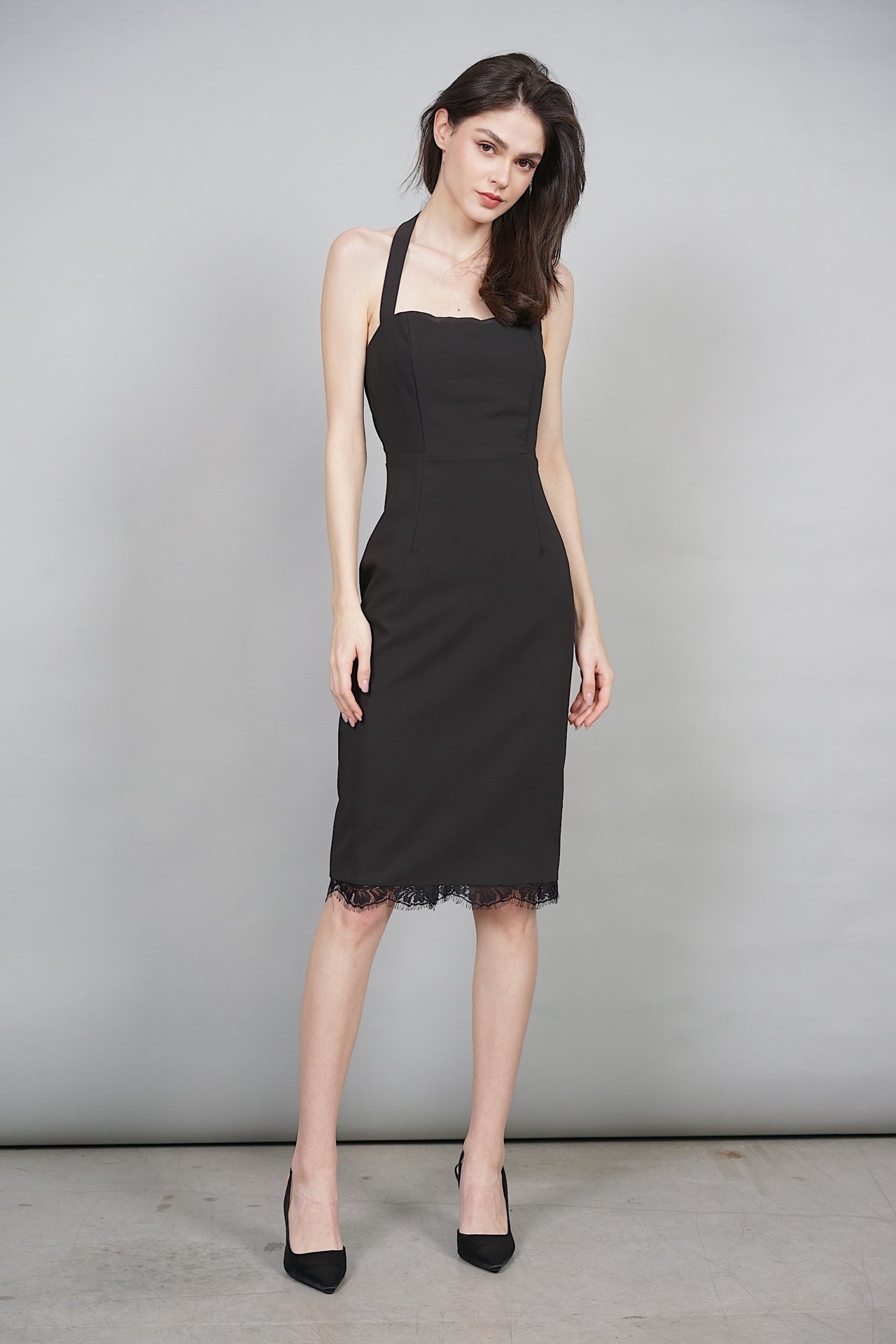 Ronda Lace-Trimmed Dress in Black - Arriving Soon