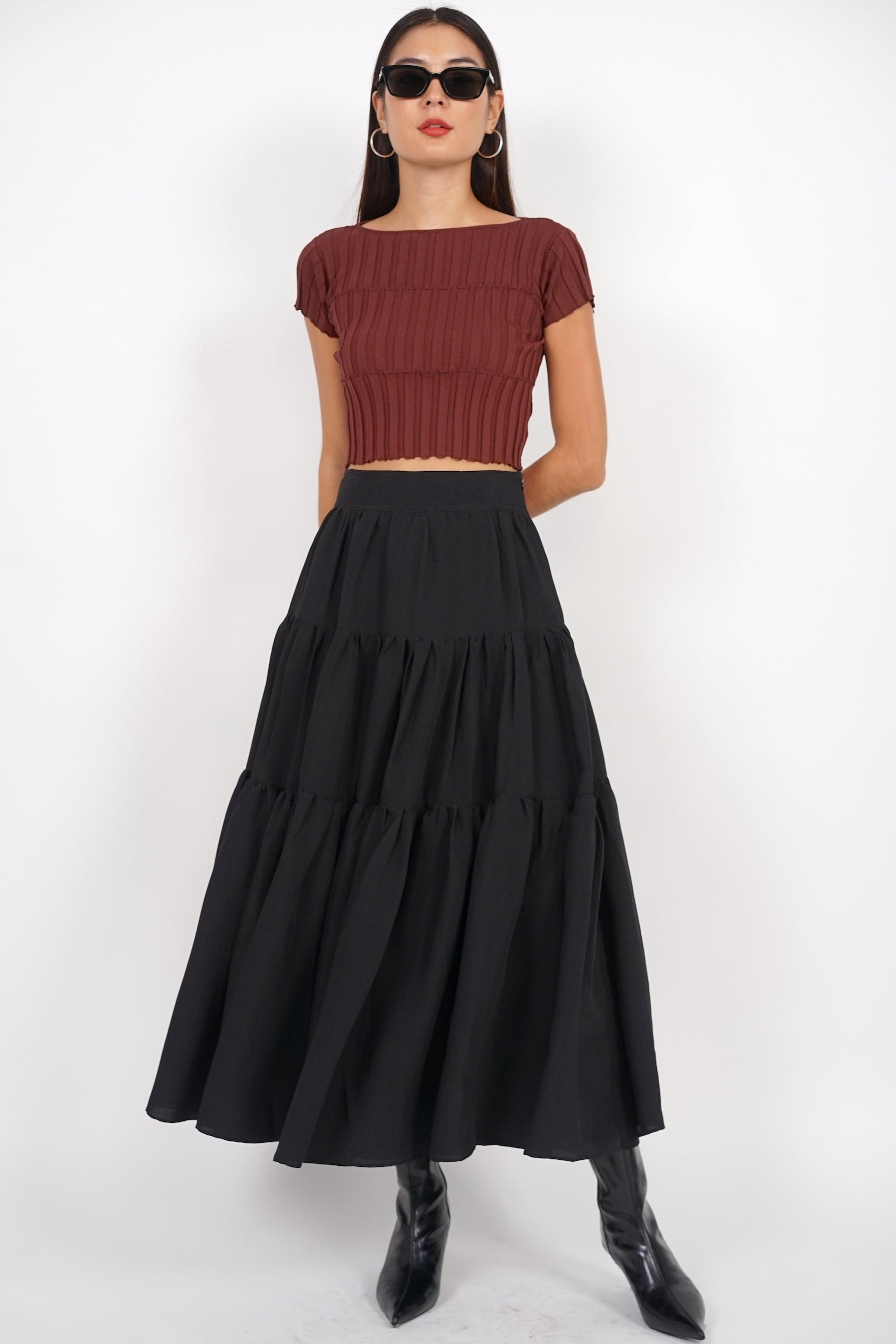 Textured Knitted Top in Brick