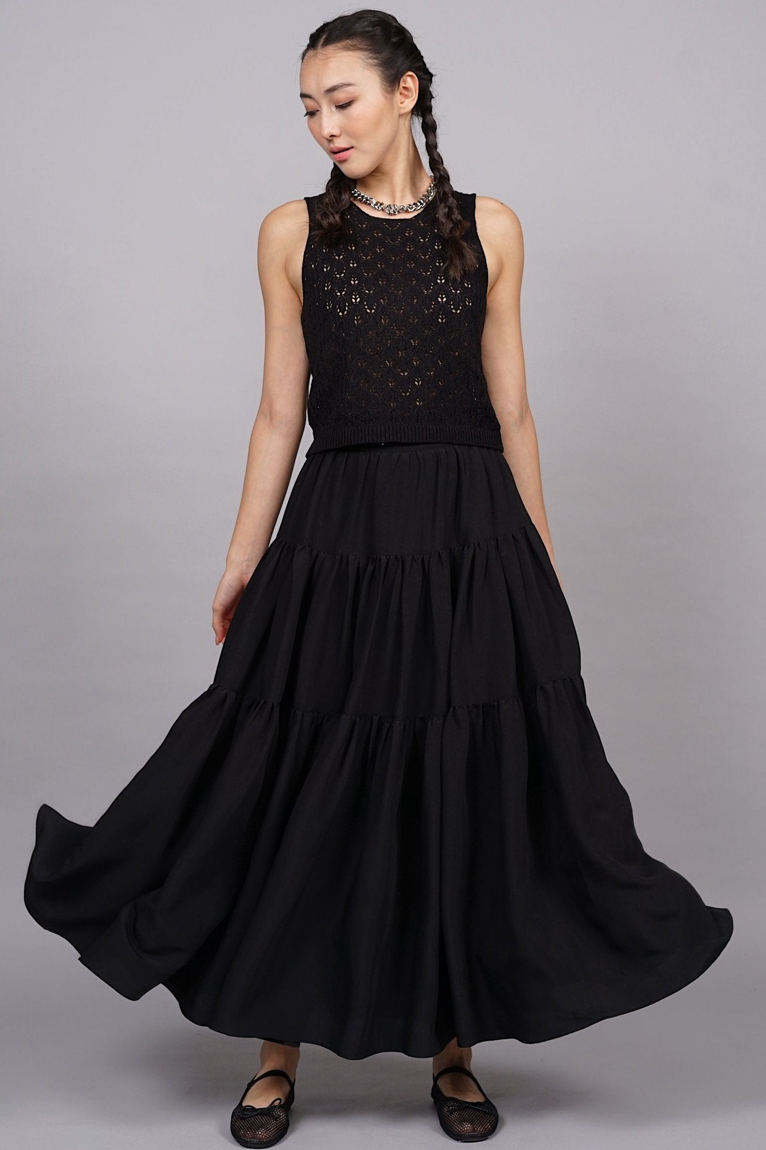 Cloud Maxi Skirt in Jet Black