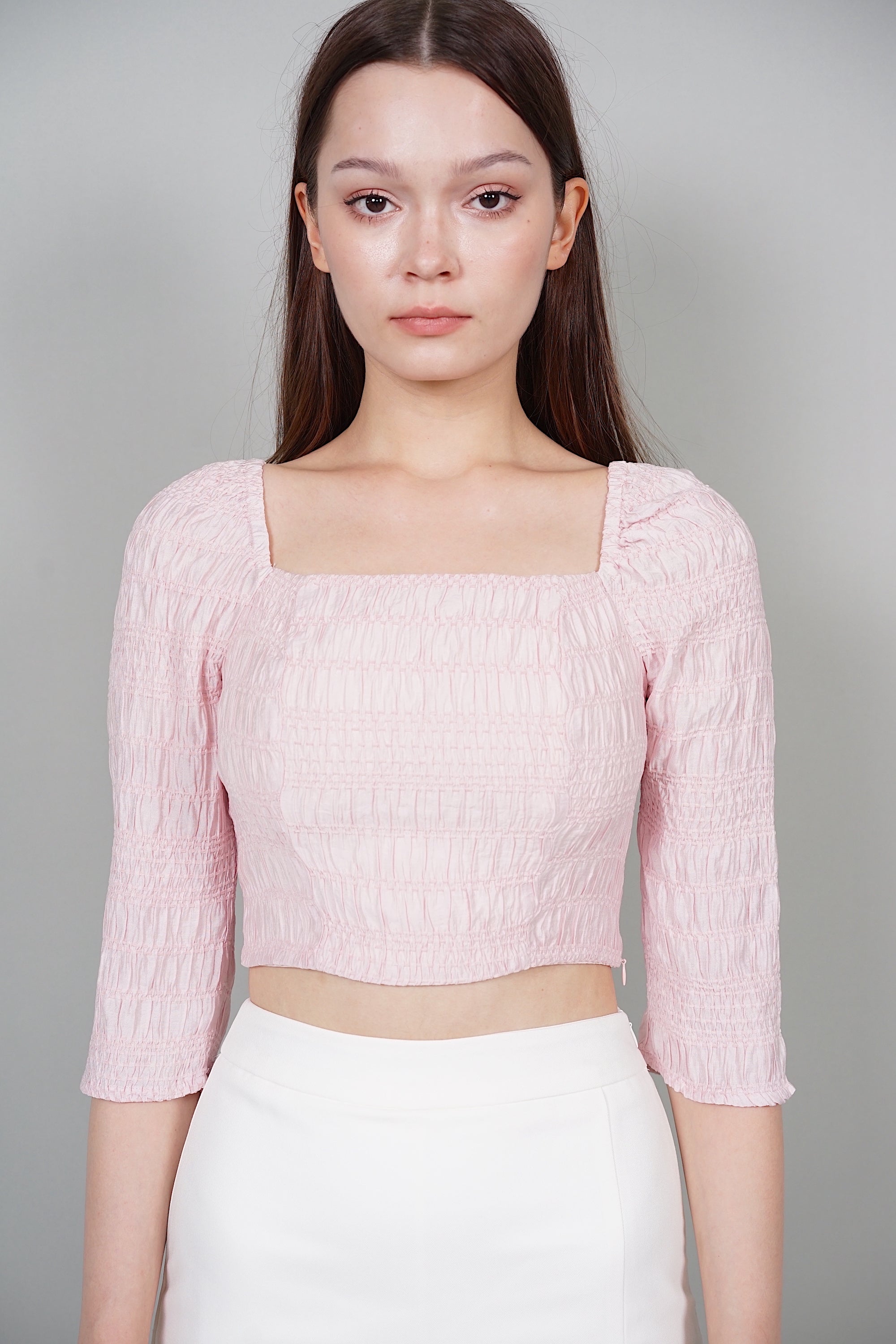 Becky Textured Top in Pink