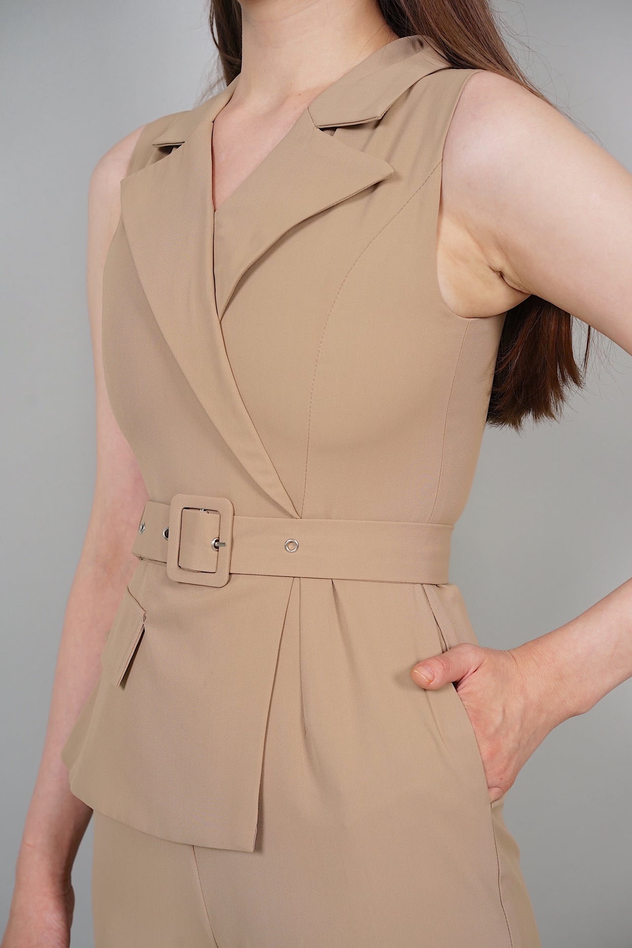 Holland Buckled Jumpsuit in Khaki