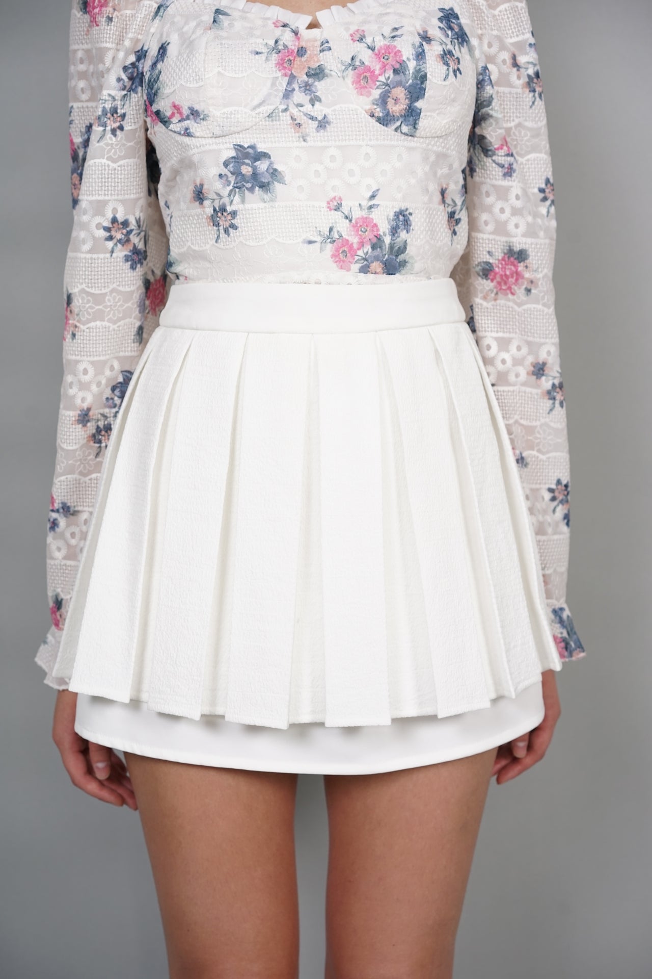 Layered Pleated Skorts in White - Arriving Soon
