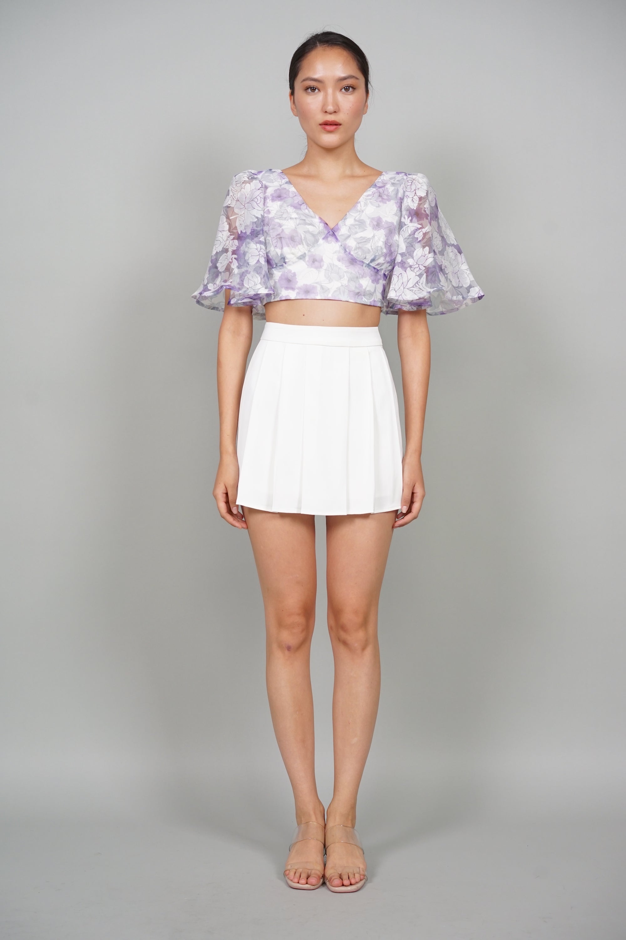 Ronnie Flutter Top in Purple Floral