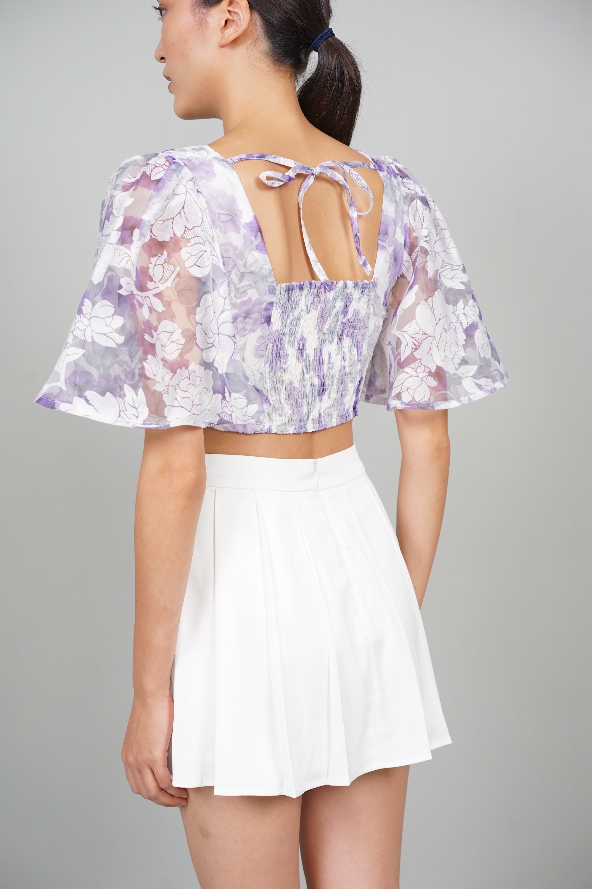 Ronnie Flutter Top in Purple Floral