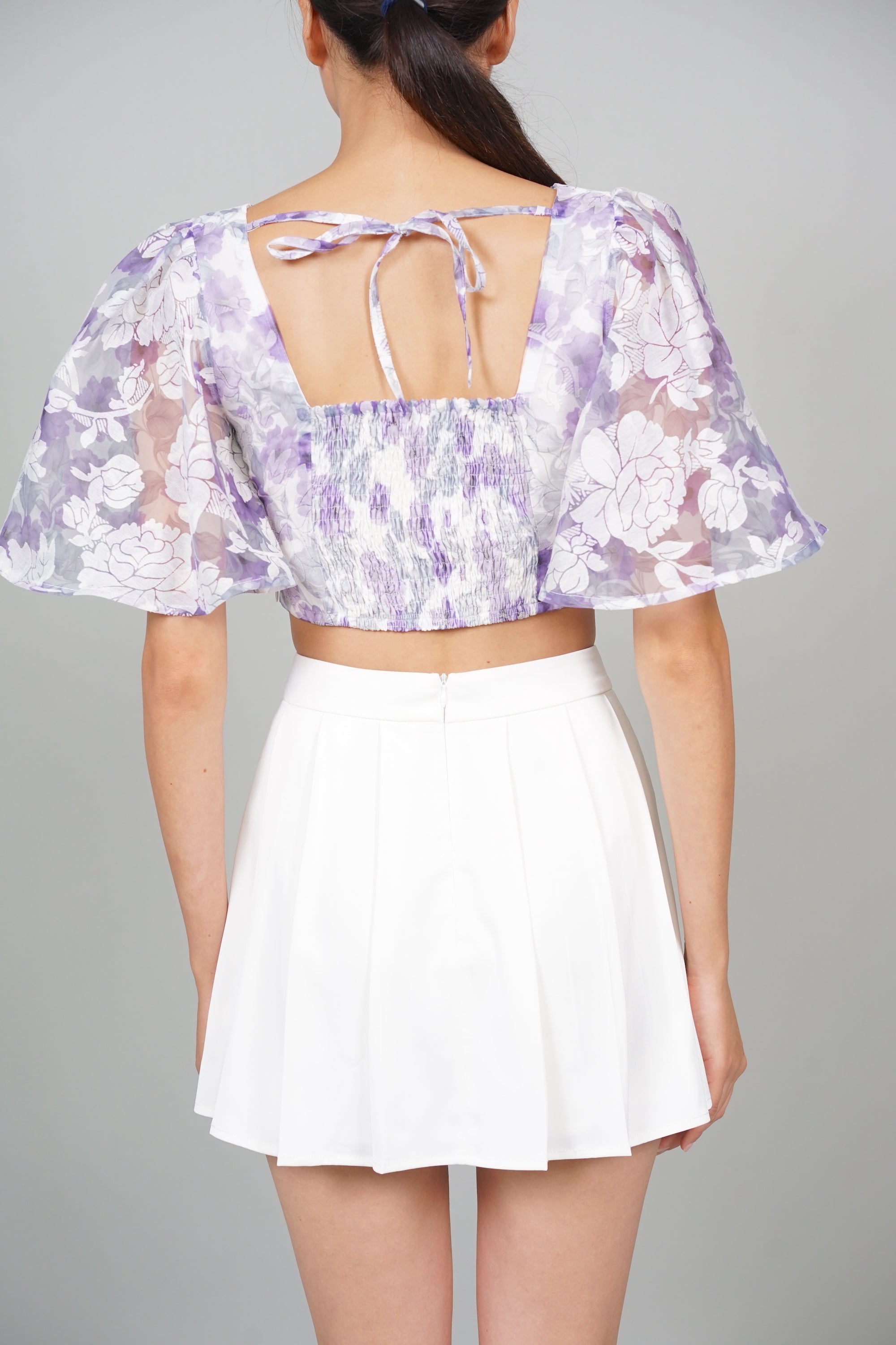 Ronnie Flutter Top in Purple Floral