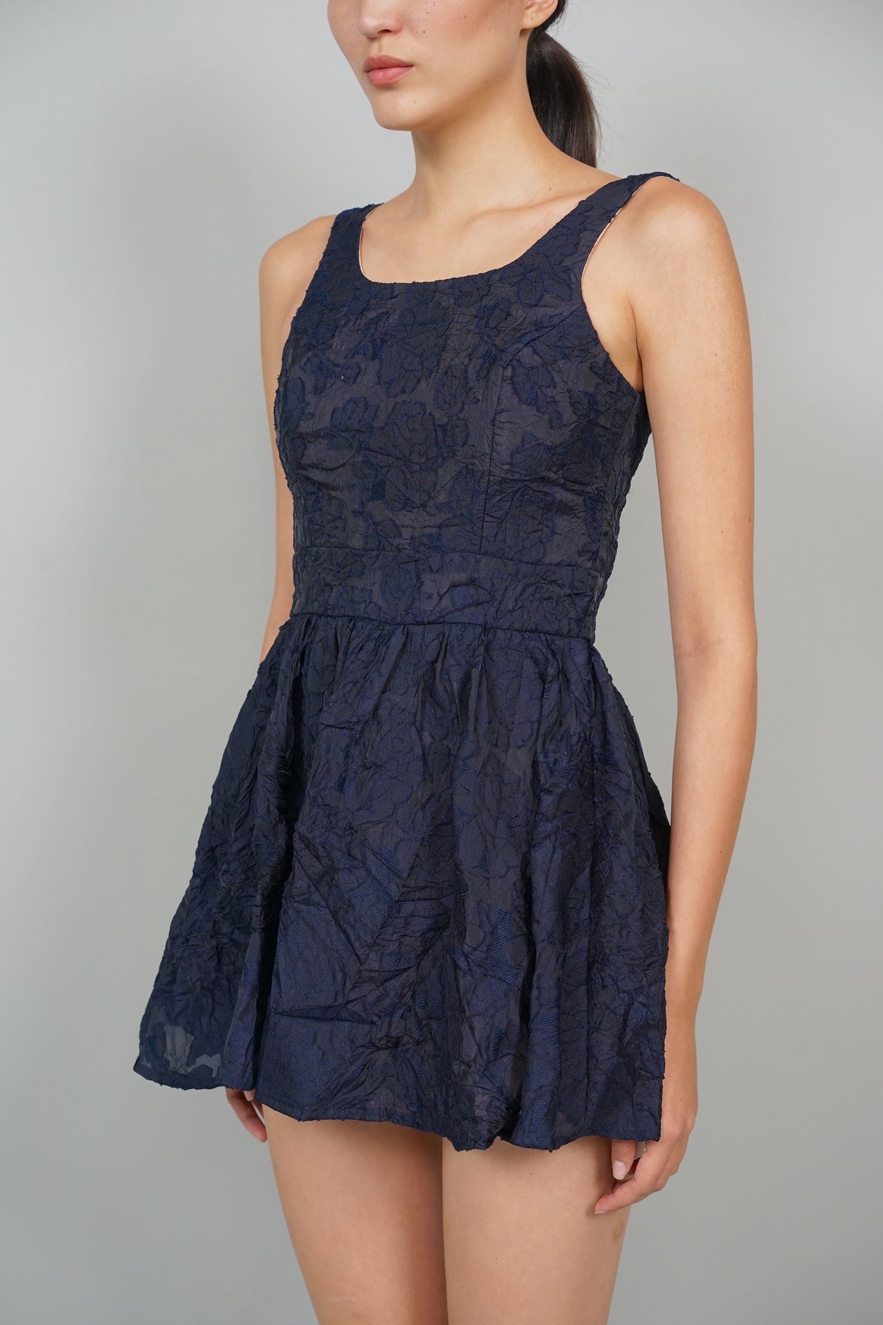 Arvide Gathered Romper in Midnight