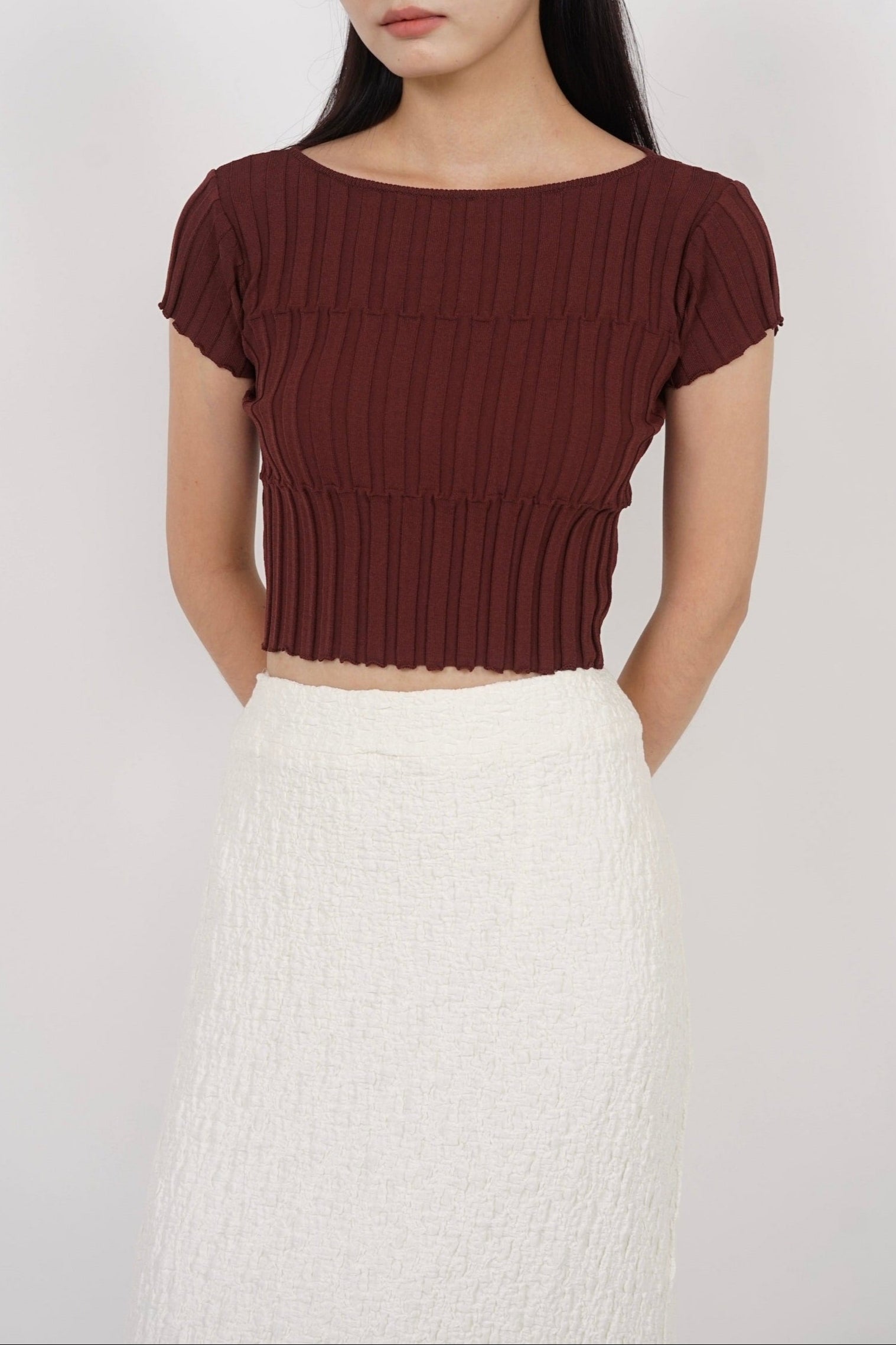 Textured Knitted Top in Brick