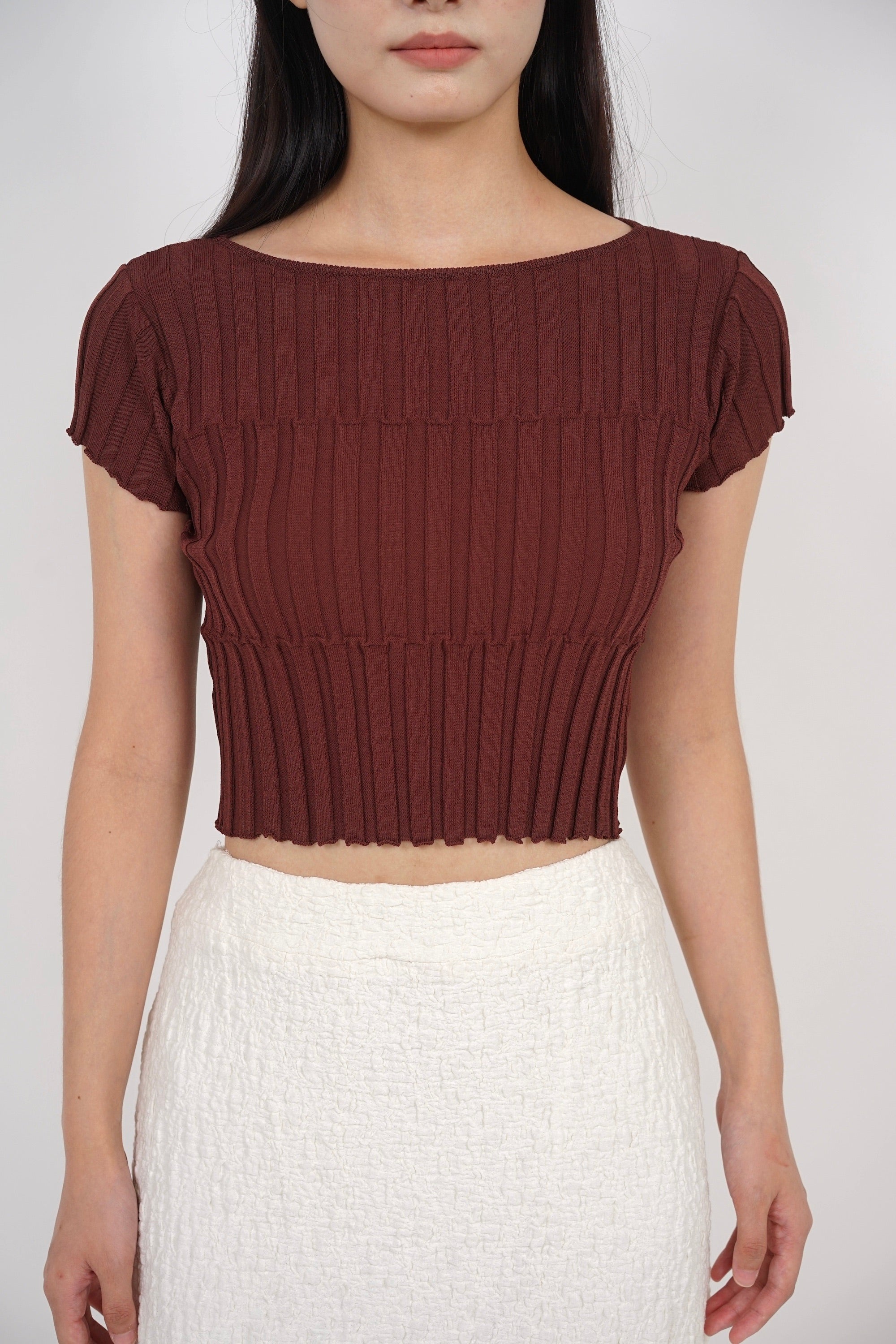 Textured Knitted Top in Brick