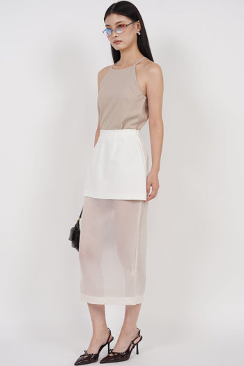 Sheer Panel Skirt in White