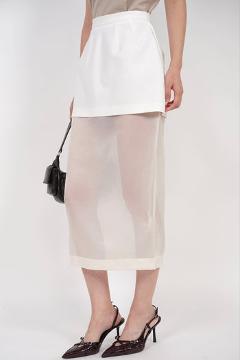 Sheer Panel Skirt in White