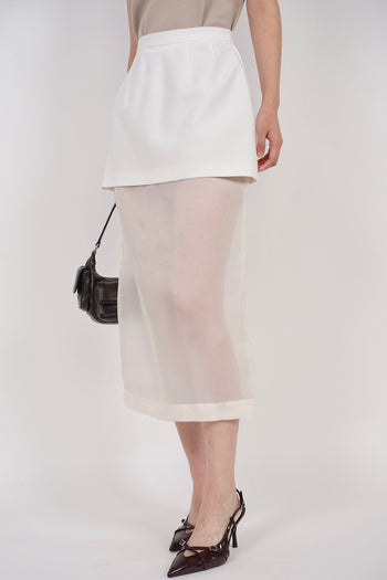 Sheer Panel Skirt in White