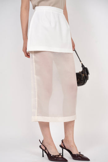 Sheer Panel Skirt in White
