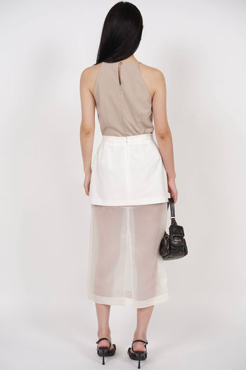 Sheer Panel Skirt in White