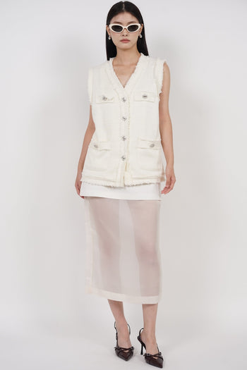 Sheer Panel Skirt in White
