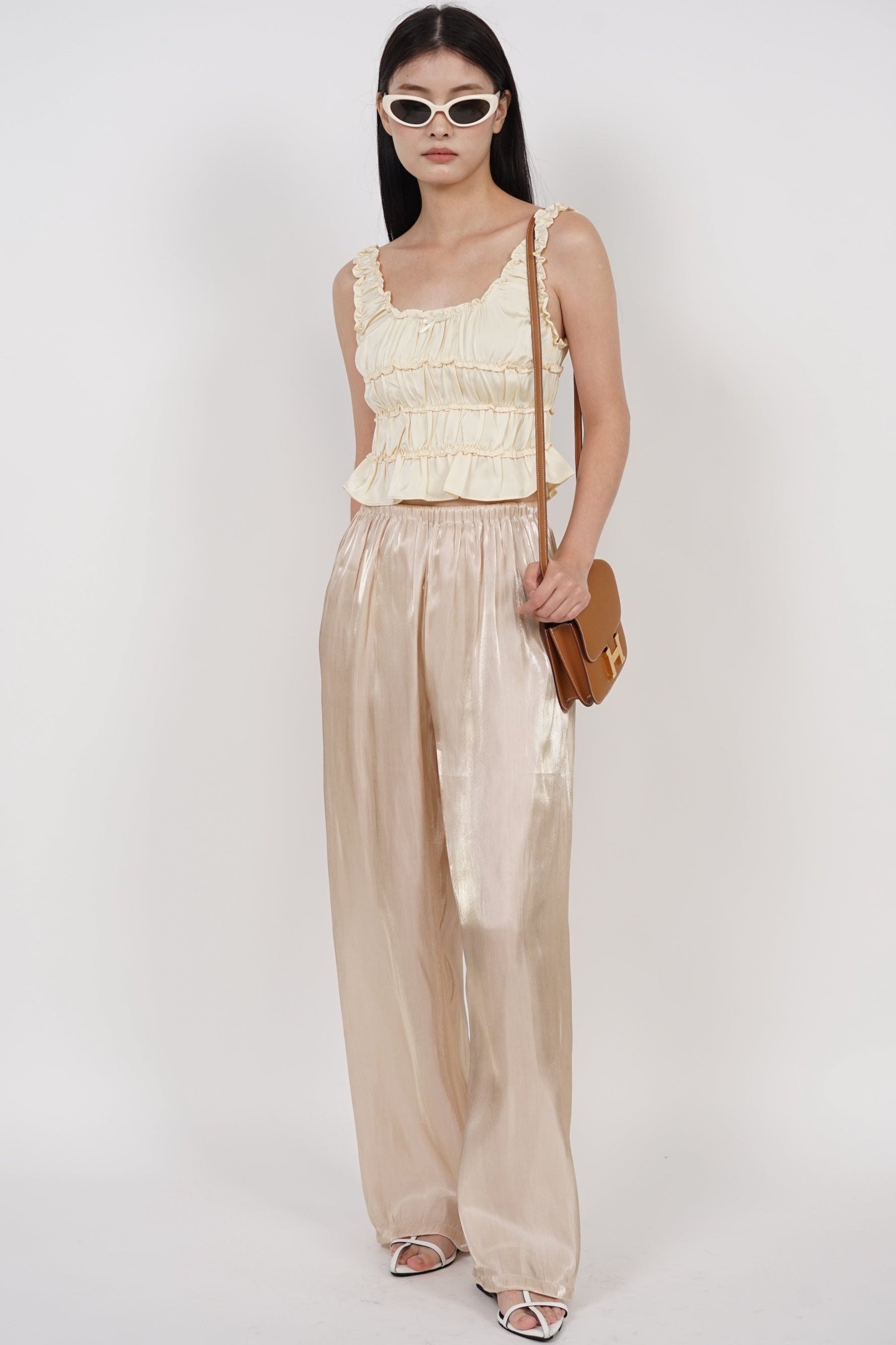 Comfy Wide Leg Pants in Champagne