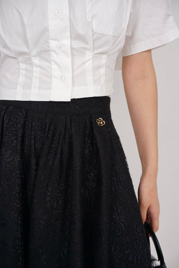 Flare Lace Circle Skirt in Black