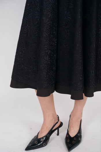 Flare Lace Circle Skirt in Black