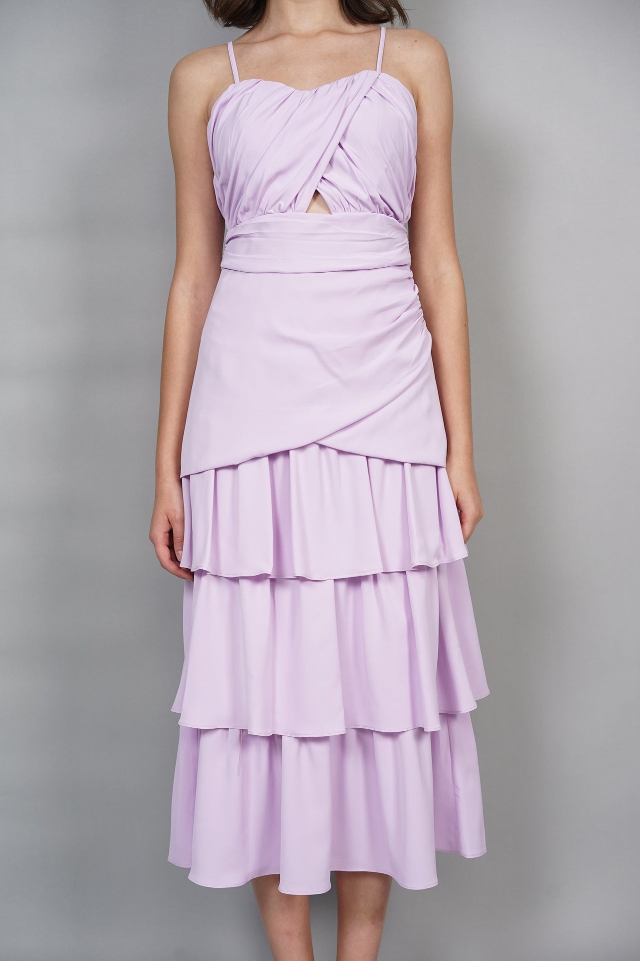 Ruched Tiered Dress in Lilac - Arriving Soon
