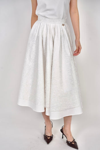 Flare Lace Circle Skirt in White