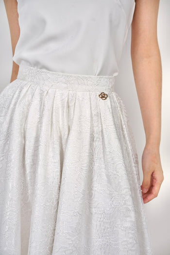 Flare Lace Circle Skirt in White