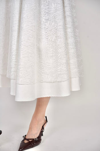 Flare Lace Circle Skirt in White