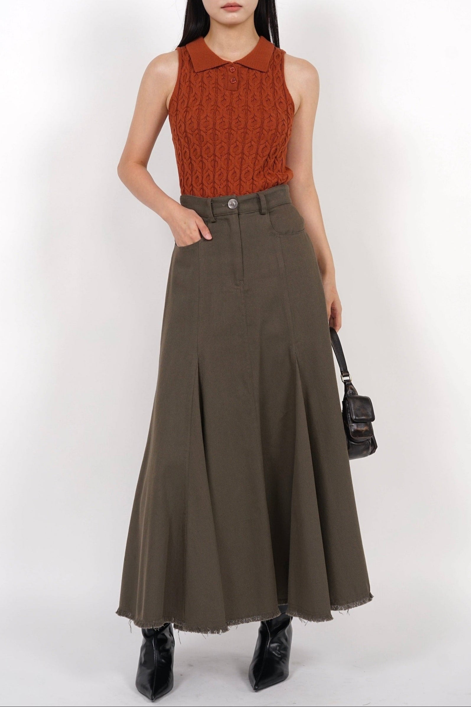 Halter Cable Knit Top in Camel