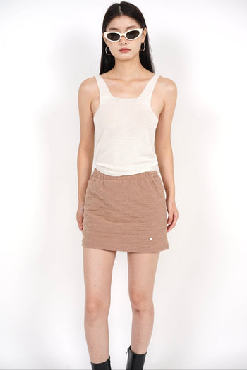 Textured Gathered Skorts in Nude Pink