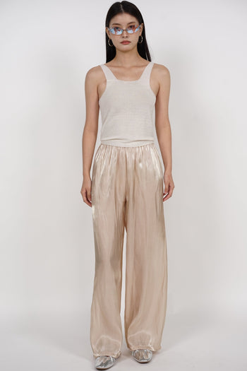 Comfy Wide Leg Pants in Champagne