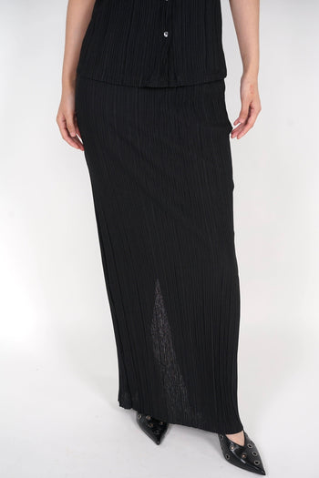 Plisse Pleated Skirt in Black