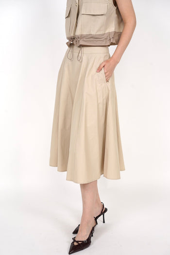 Midi Flare Skirt in Khaki
