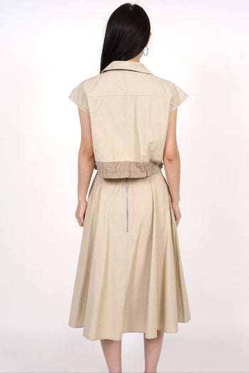Midi Flare Skirt in Khaki