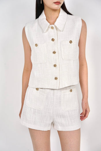 Tweed Shorts in White