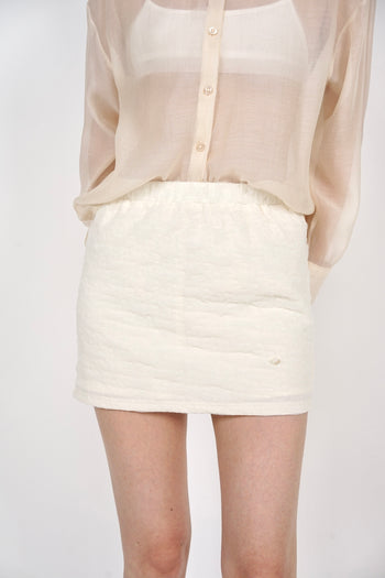Textured Gathered Skorts in Cream