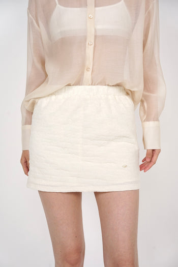 Textured Gathered Skorts in Cream