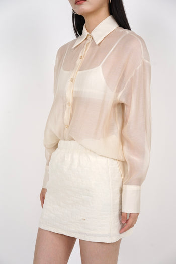 Textured Gathered Skorts in Cream