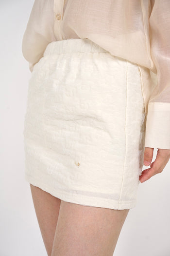 Textured Gathered Skorts in Cream