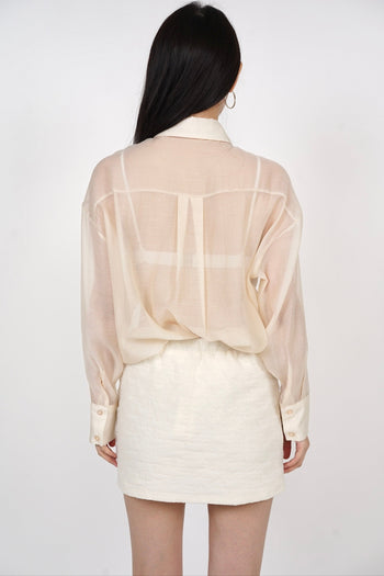 Textured Gathered Skorts in Cream