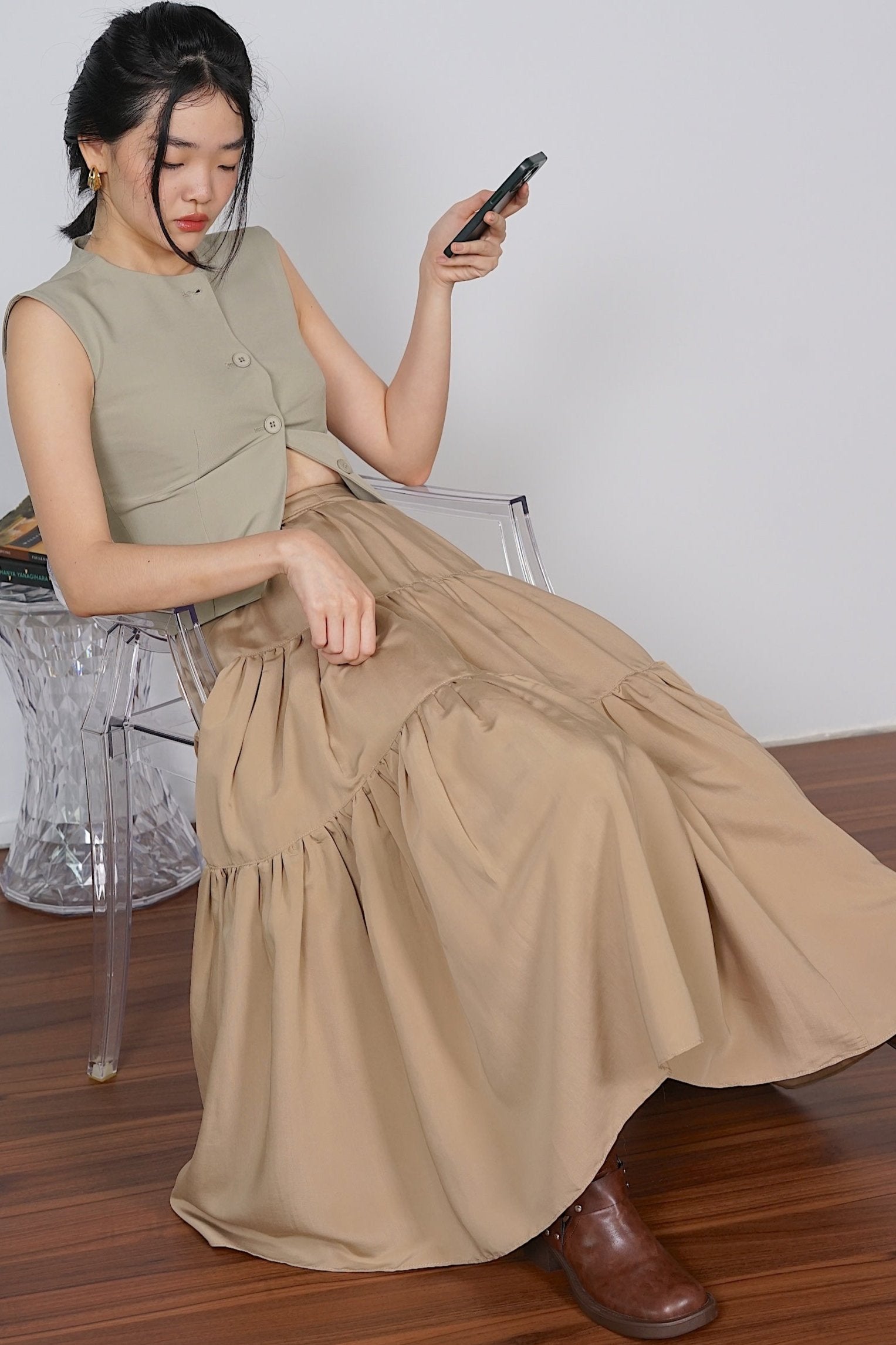 Cloud Maxi Skirt in Dessert Sand