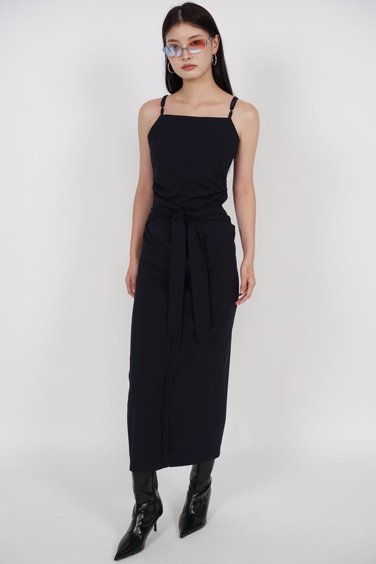 Self Tie Wrap Skirt in Charcoal