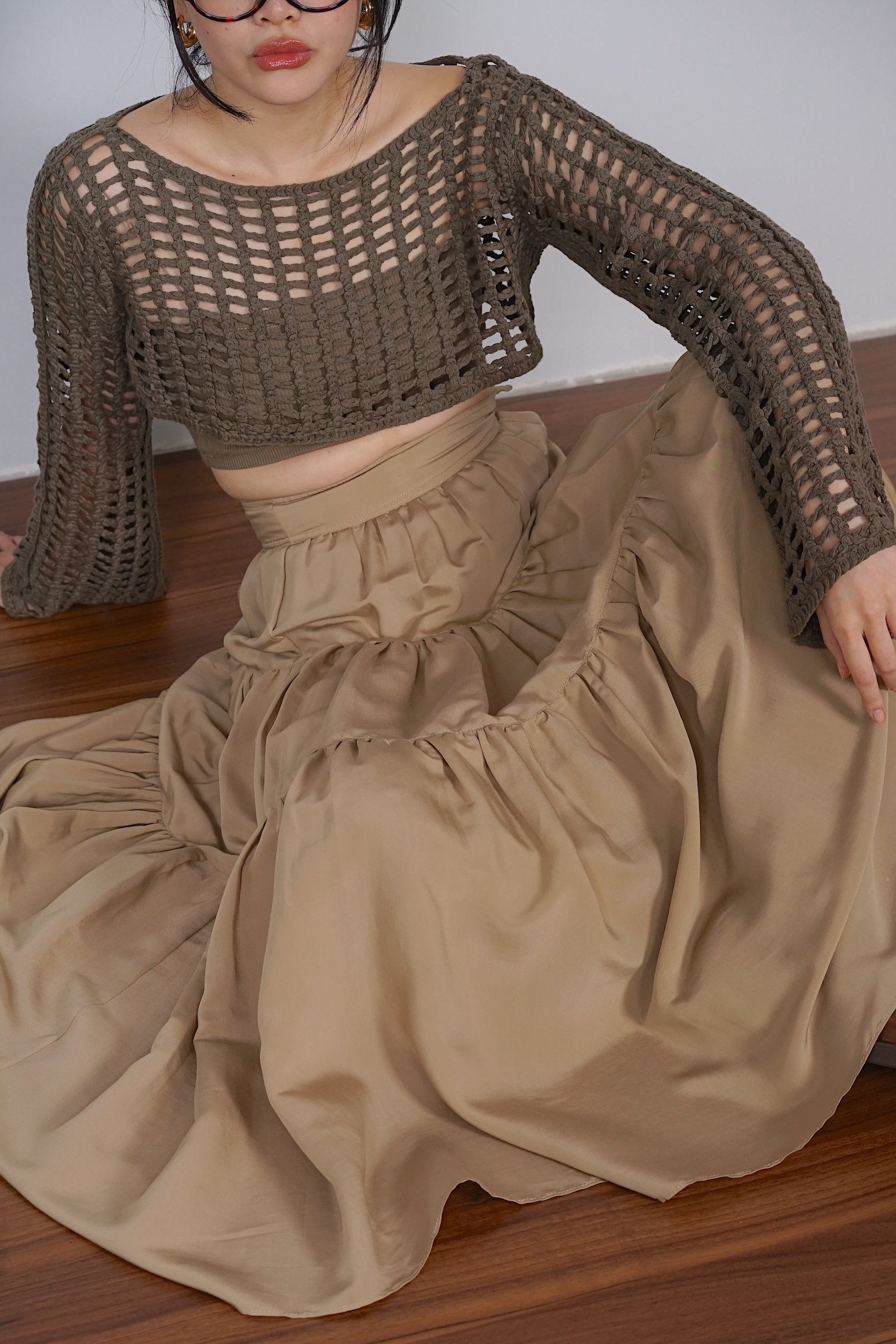 Cloud Maxi Skirt in Dessert Sand