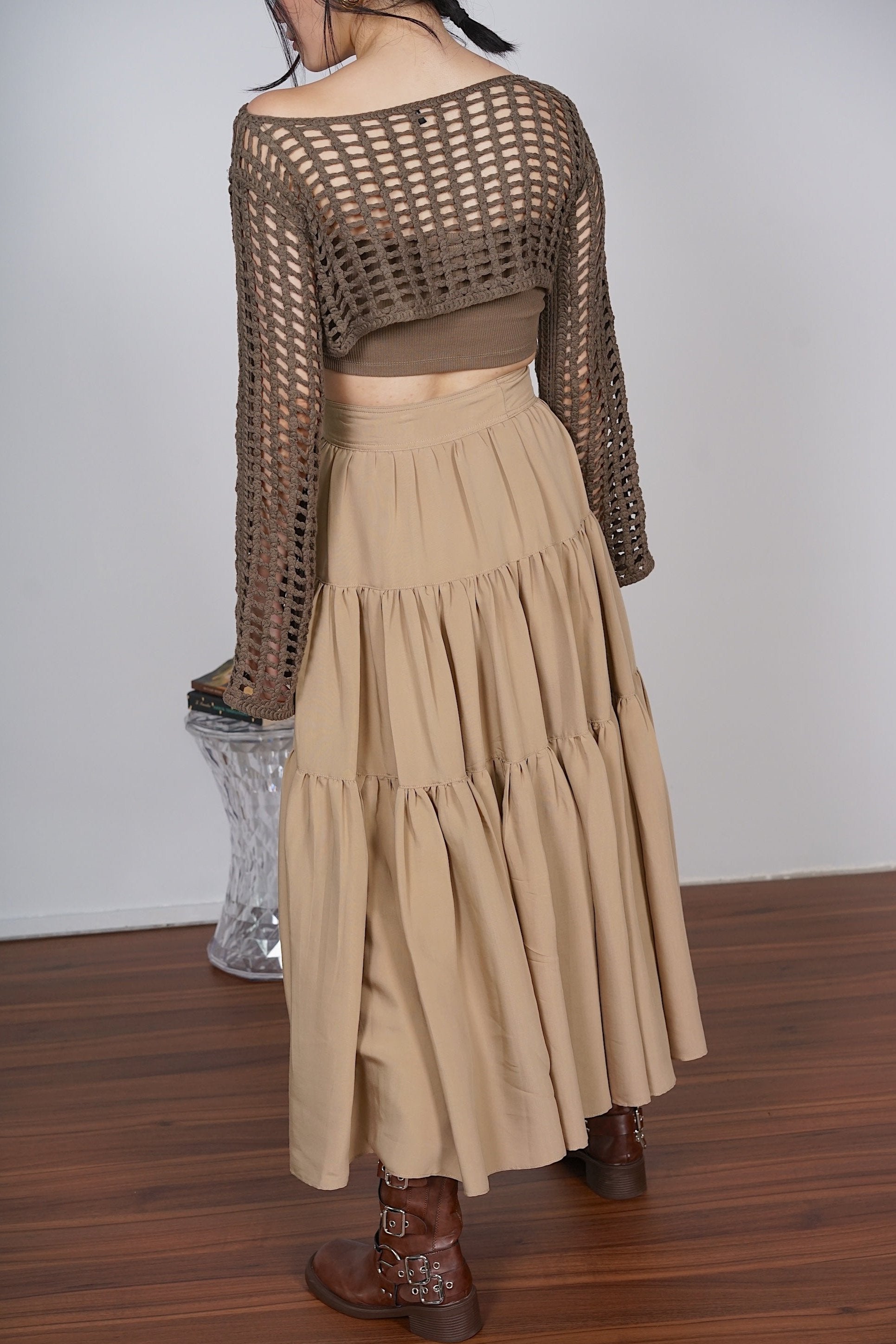 Cloud Maxi Skirt in Dessert Sand