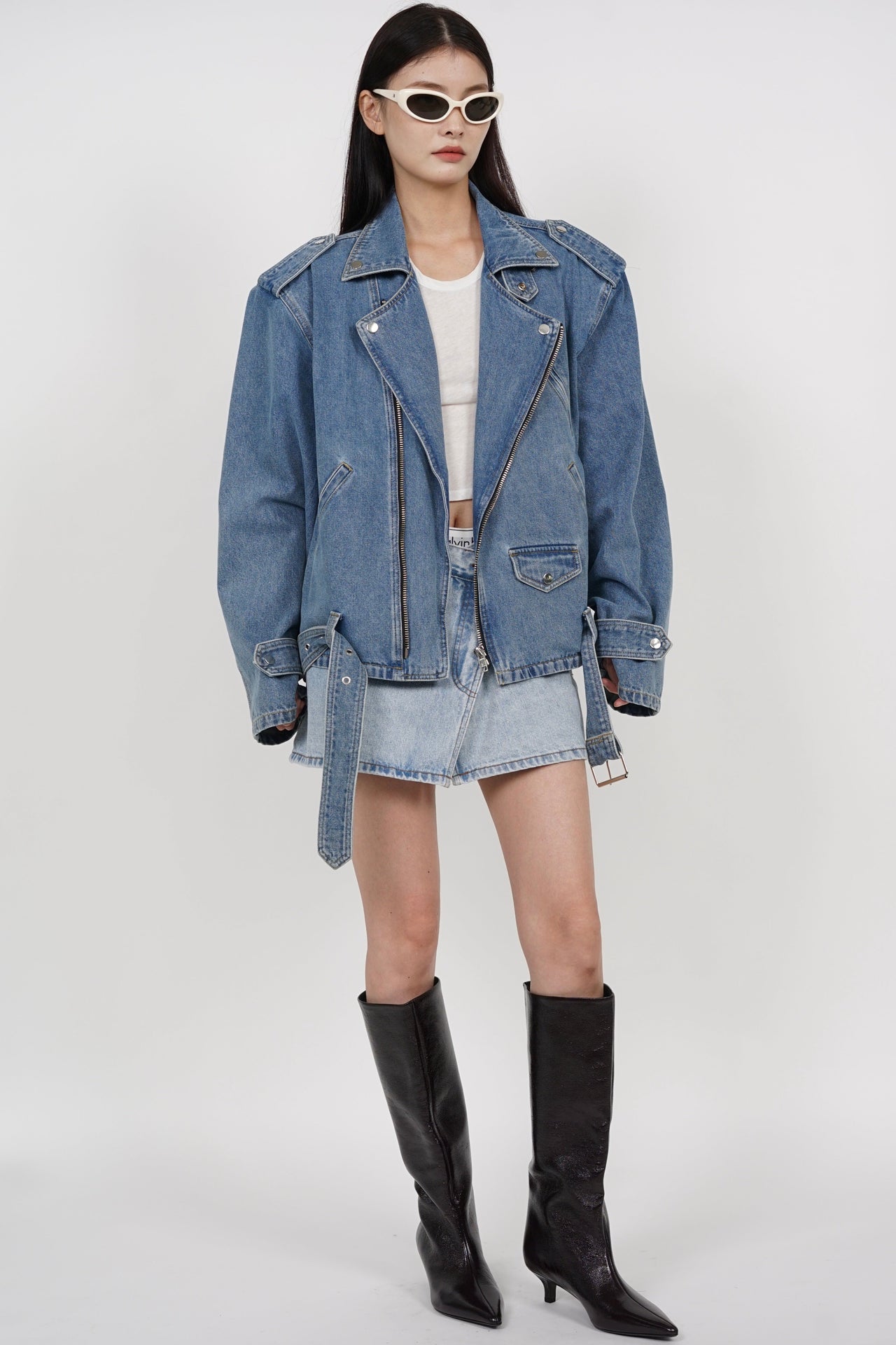 Giana Oversized Biker in Denim