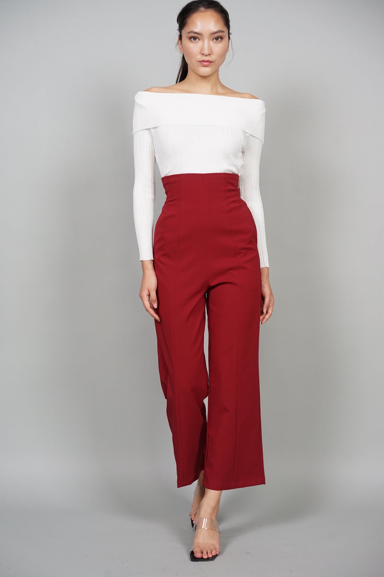 Felina High Rise Pants in Red