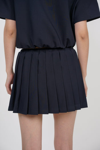 Elastic Pleated Skorts in Midnight