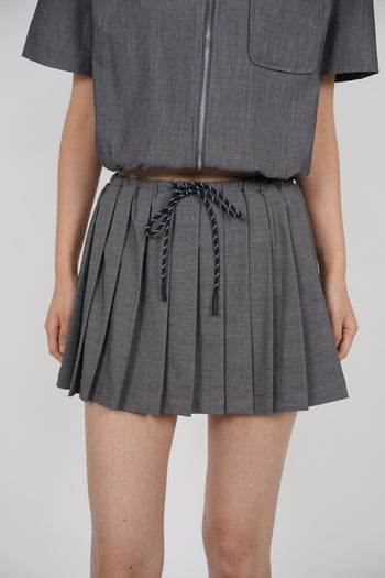 Elastic Pleated Skorts in Grey
