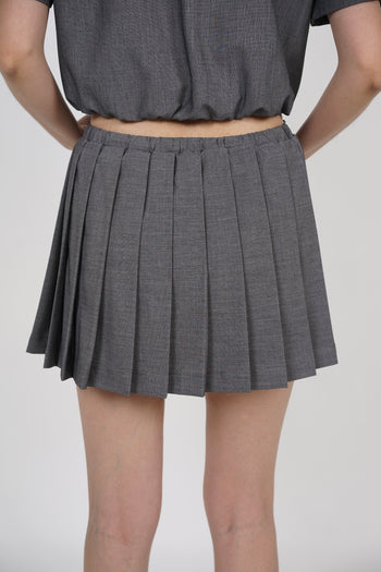 Elastic Pleated Skorts in Grey