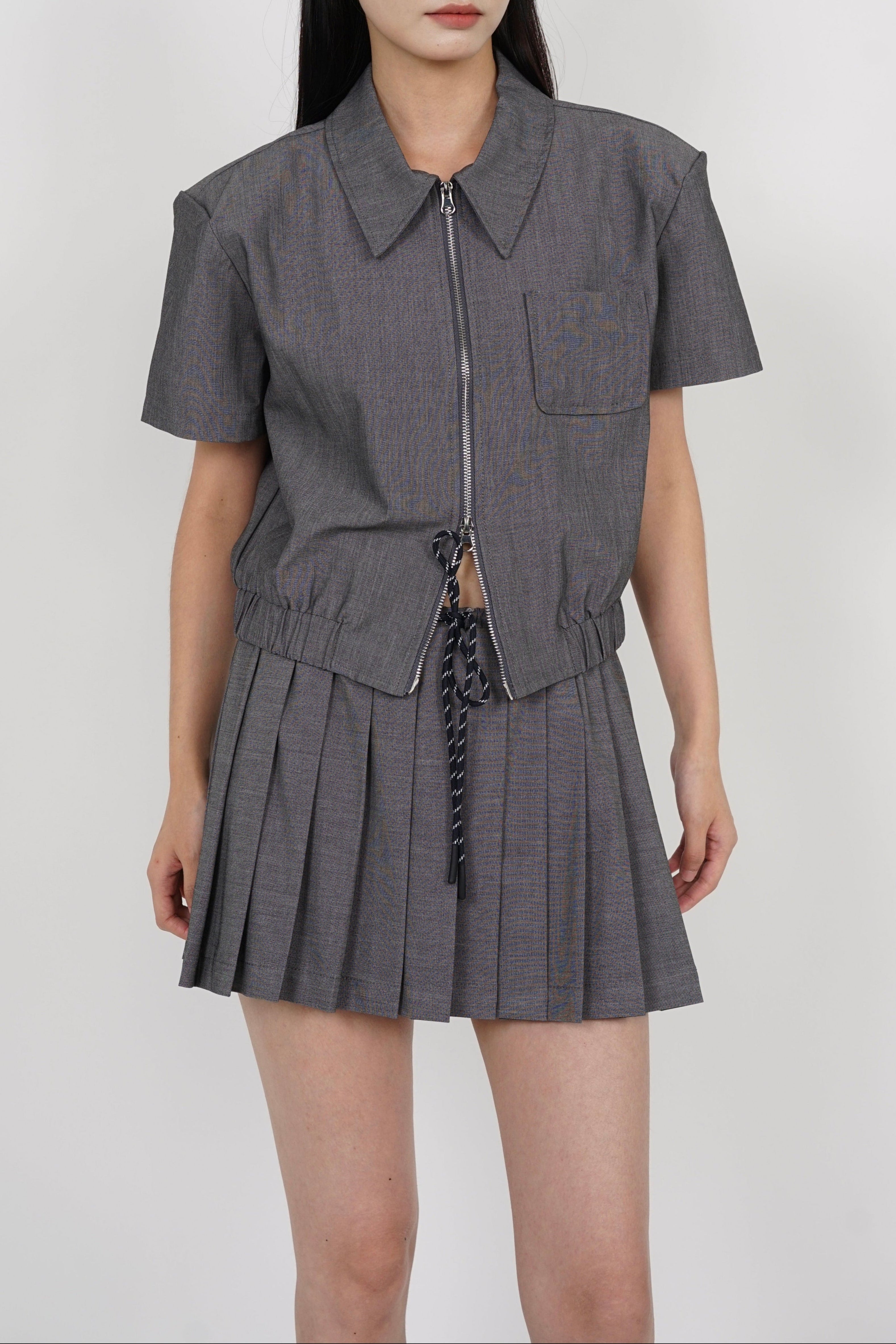 Double Zipper Top in Grey